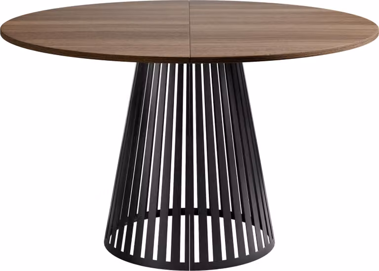 MIRJAN24 Tavolo Cone 120, tavolo da pranzo, gambe in acciaio (colore: nero / noce Franklin Tobacco)