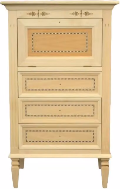 Cassettiera classica Mobili 2G in legno di pino grezzo con 3 cassetti e ribalta L/P/H: 60 x 41 x 100 cm – 2