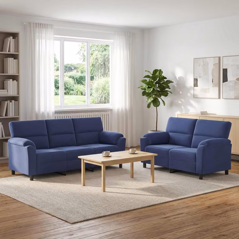 Set di 2 divani moderni vidaXL in velluto blu con struttura in metallo per il tuo soggiorno
