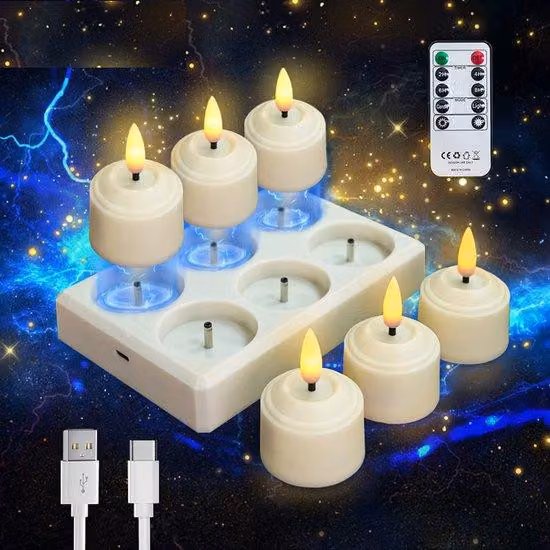 Lampada LED elettronica, ricaricabile, USB, bianco caldo, 4 x 5,8 cm.