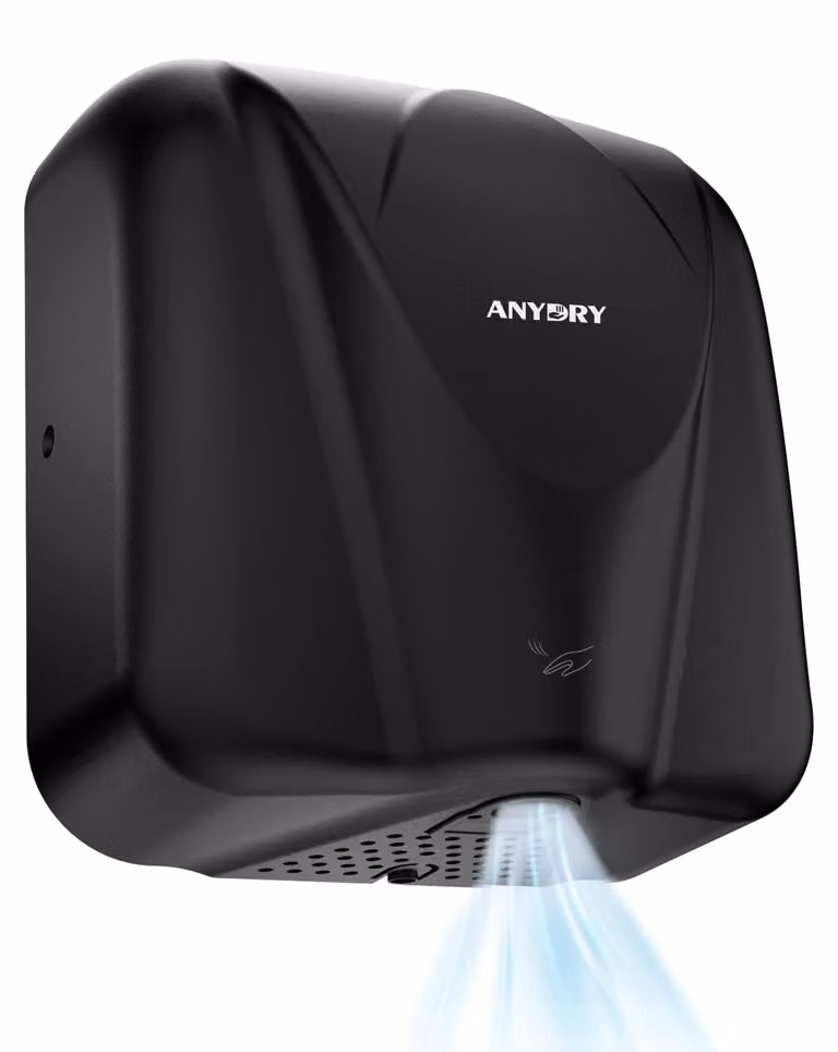 Asciugamani elettrici, sensore, acciaio inossidabile, 1650W, 7-10 secondi, finitura nera opaca