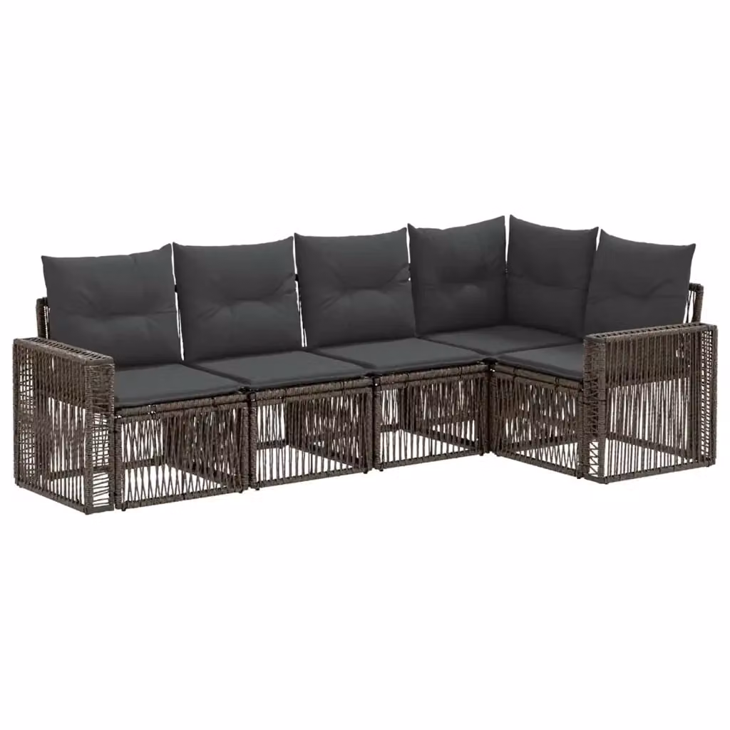 Set Divano da Giardino a L vidaXL in Polyrattan con Cuscini Grigio e Antracite – 2