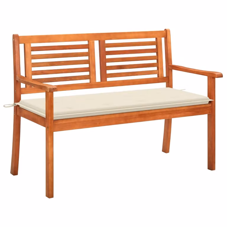 vidaXL Panca da giardino a 2 posti con cuscino 120 cm in legno massiccio di eucalipto