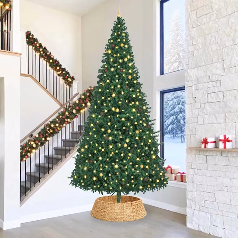 vidaXL Collare per Albero di Natale Rotondo Marrone 105 x 105 x 28 cm