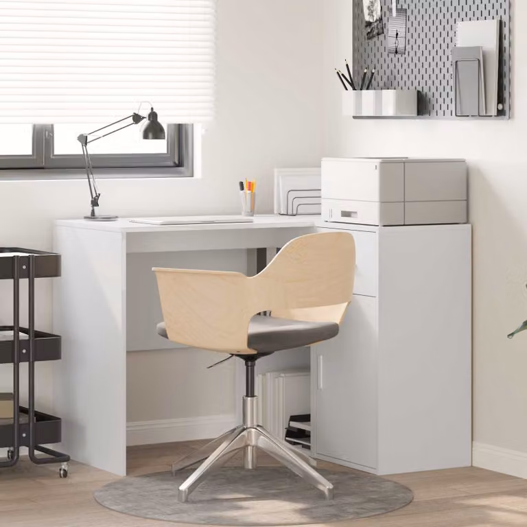 Scrivania ad angolo moderna vidaXL con cassetto in MDF bianco L 102 x P 88 x H 75 cm