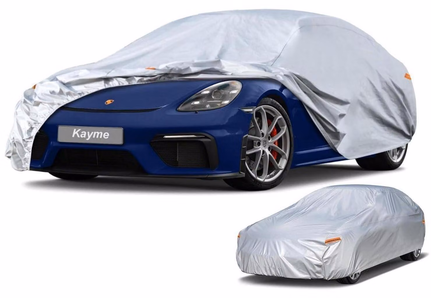 Copertura per auto, modello coupé, a 6 strati, impermeabile, traspirante, in alluminio, colore argento, lunghezza 420-450 cm