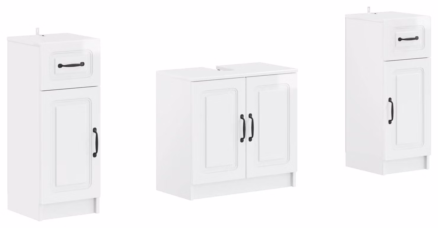 Set di due mobili da bagno UTRECHT, finitura bianco lucido
