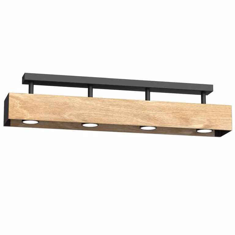 Lampada a sospensione Maison in legno chiaro e nero opaco, 4xGU10x8W, legno, dimensioni: 15x76x8 cm, IP20, Luminex