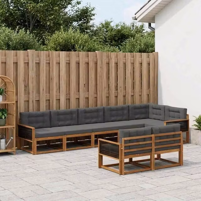 Set di divani da esterno 8 pz Naturale e Antracite 3382665