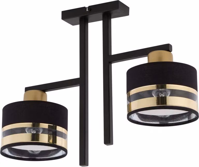 Doppia lampada da soffitto decorativa di design moderna in nero e oro Pro 2xE27 15W Sigma Lighting