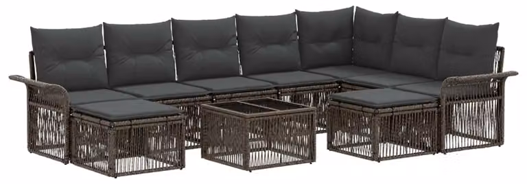 Set Divano da Giardino 10 pcs Grigio e Grigio Scuro polyrattan