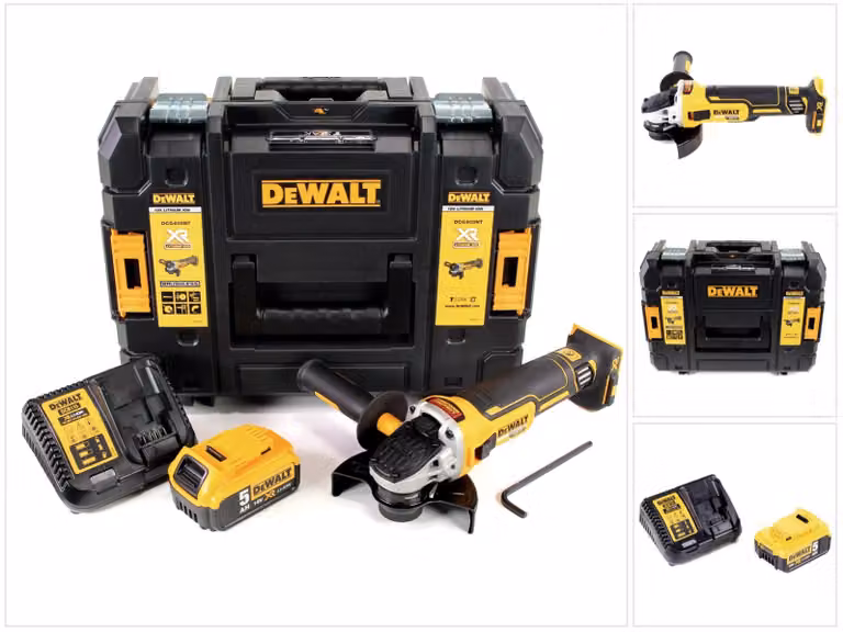 DeWalt DCG 405 P1 18 V 125 mm Smerigliatrice a batteria Brushless in valigetta TStak + 1x Batteria 5,0 Ah + Caricatore