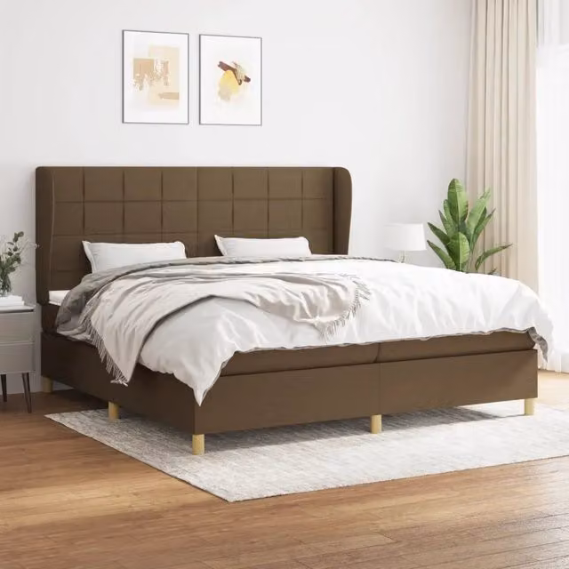 Letto Ibrido con Giroletto a Molle e Materasso vidaXL, Marrone e Bianco, L/P/H: 200 x 200 x 203 cm