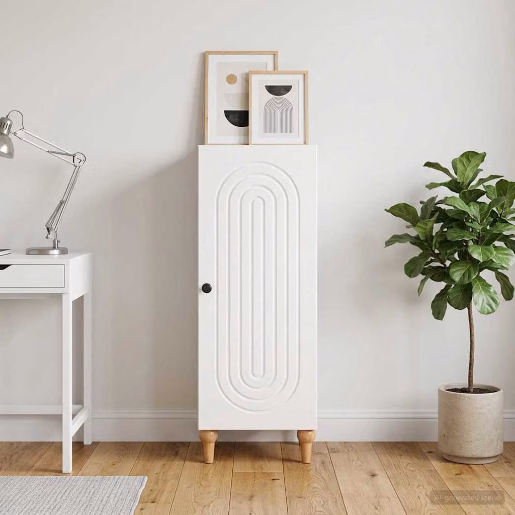 Credenza moderna vidaXL in legno ingegnerizzato bianco lucido L/P/H: 33 x 34,5 x 90 cm