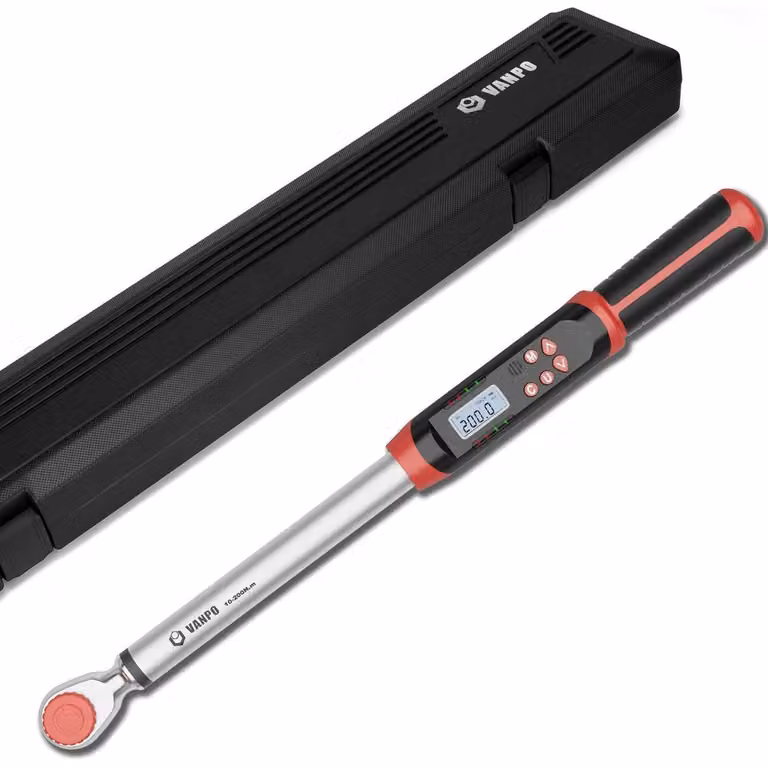 Chiave dinamometrica digitale da 10-200 Nm, attacco da 1/2 pollice, precisione ±2%, con memoria e display a LED