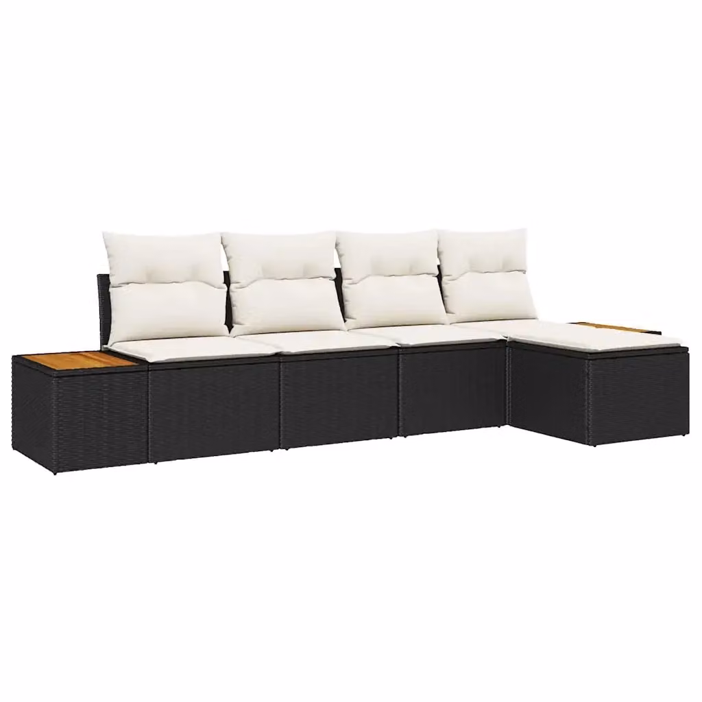 Set Divano da Giardino a L vidaXL in Rattan con Cuscini Beige e Struttura in Acciaio Nero – 2