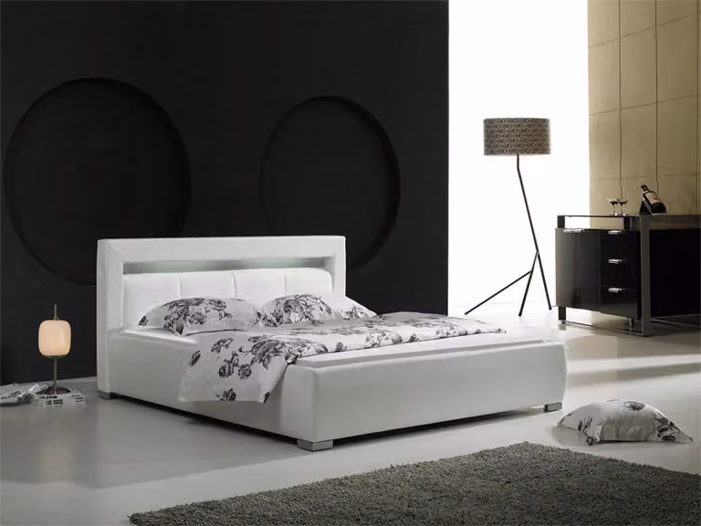 Leder Bett Polster Design Luxus Doppel Hotel Schlaf Zimmer Ehe Betten Beleuchtet