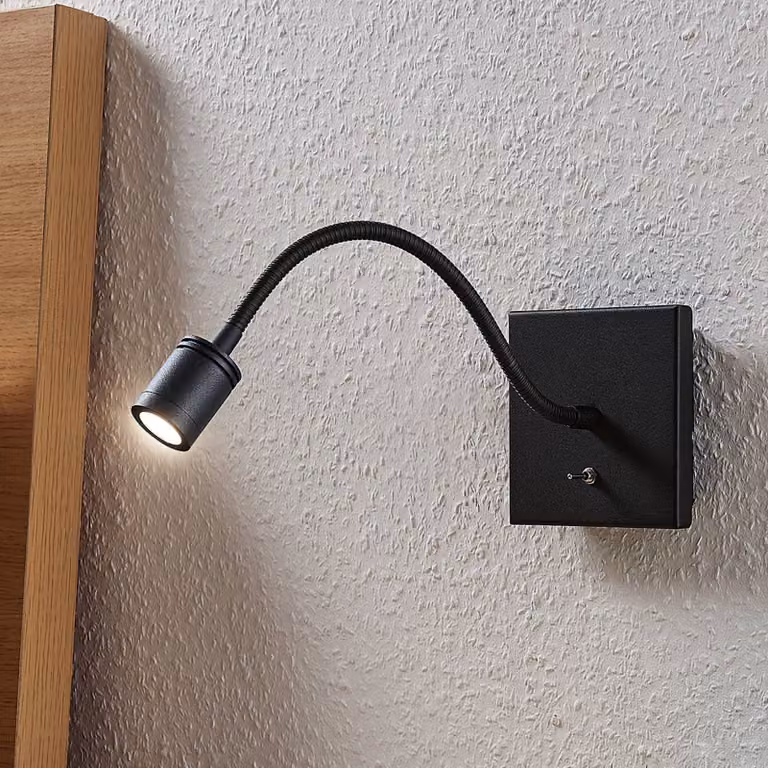 Applique da parete a LED Mayar Lindby, Nero, Camera da letto, Metallo, Moderno, Applique a LED