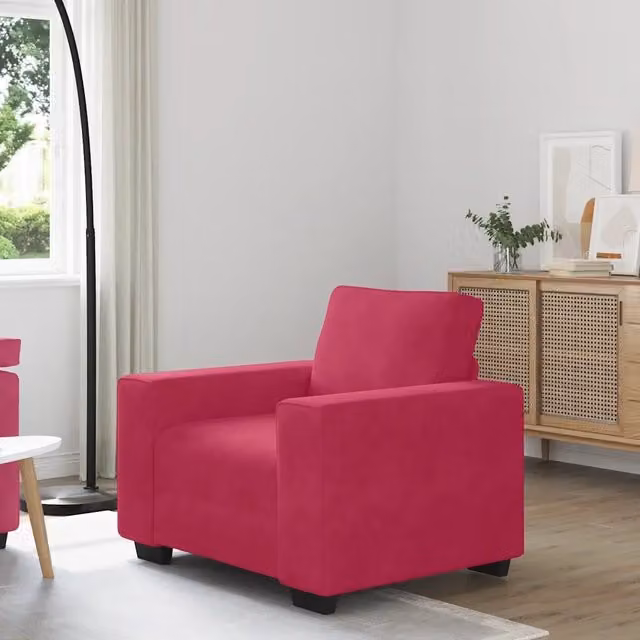 Poltrona Relax Design Mania in Velluto Rosso Vino con Braccioli