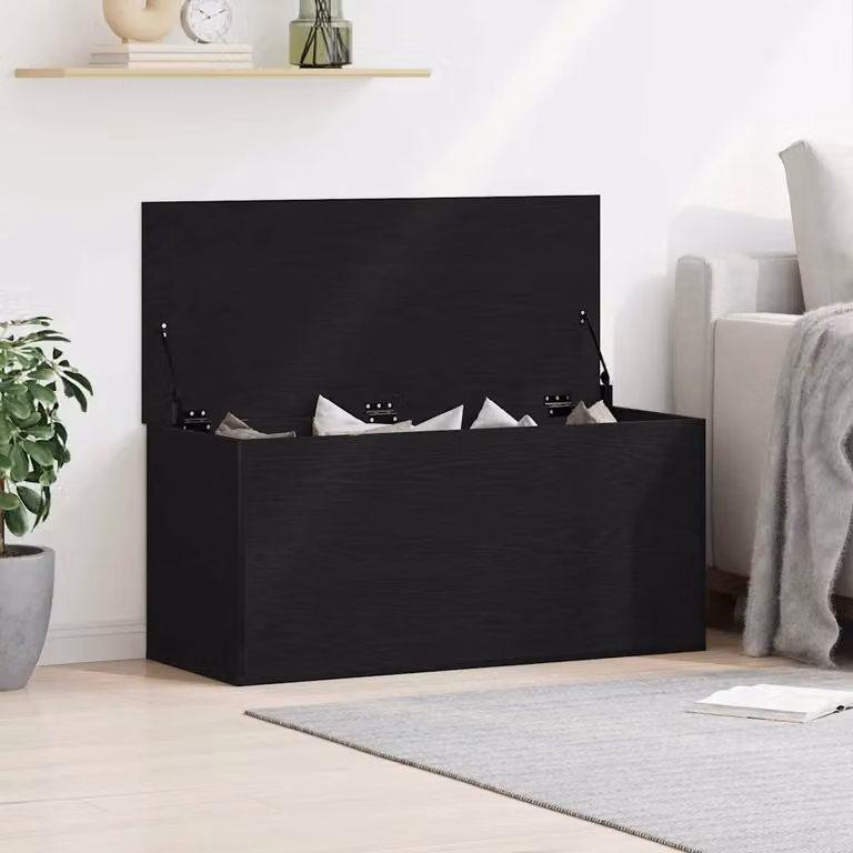 Scatola di stoccaggio vidaXL in legno MDF nero L 100 cm x P 42 cm x H 46 cm