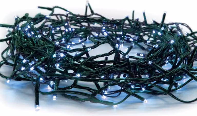 ACA Lighting 100 LED a catena 5 cm blu, 220-240V + estensibile max 6 set, IP44 5m cavo verde X08100611