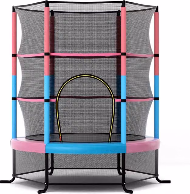 Trampolino elastico per bambini Design Mania con rete di sicurezza in metallo e PVC, Rosa, Diametro: 165 cm