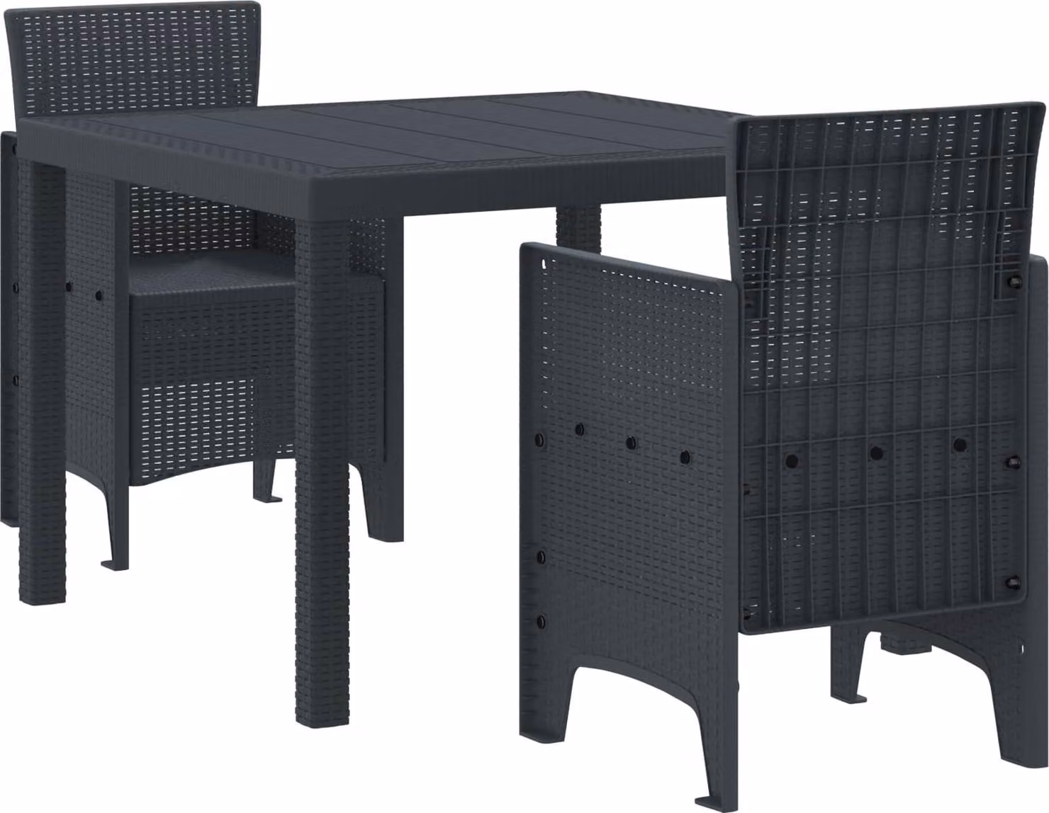 Set da Pranzo per Giardino 3 pcs Antracite Polipropilene