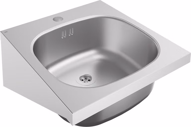 KWC AR Lavabo singolo, ANIMA, acciaio inox, 400x200x412 mm, con sfioratore, con rubinetto.