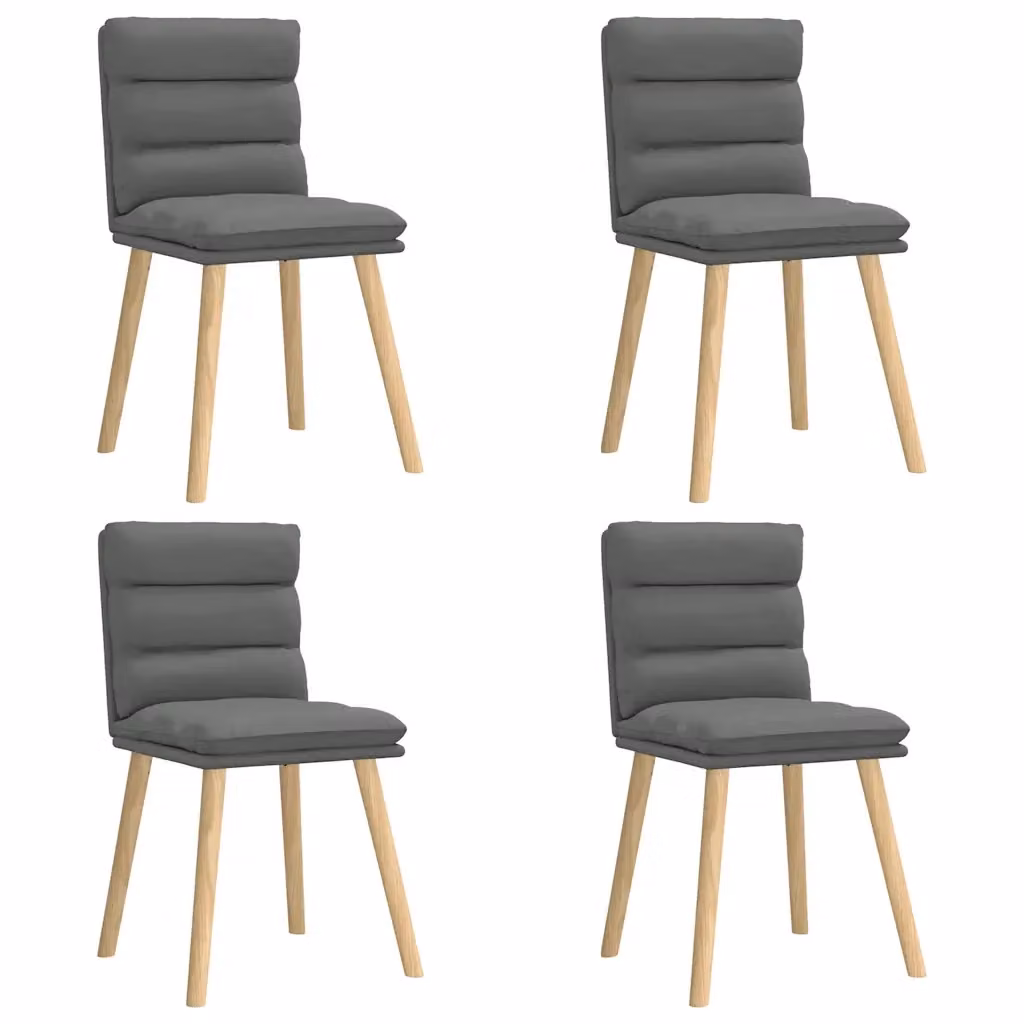 Set di 4 sedie da pranzo vidaXL in tessuto grigio con struttura in legno e metallo per cucina e soggiorno – 2