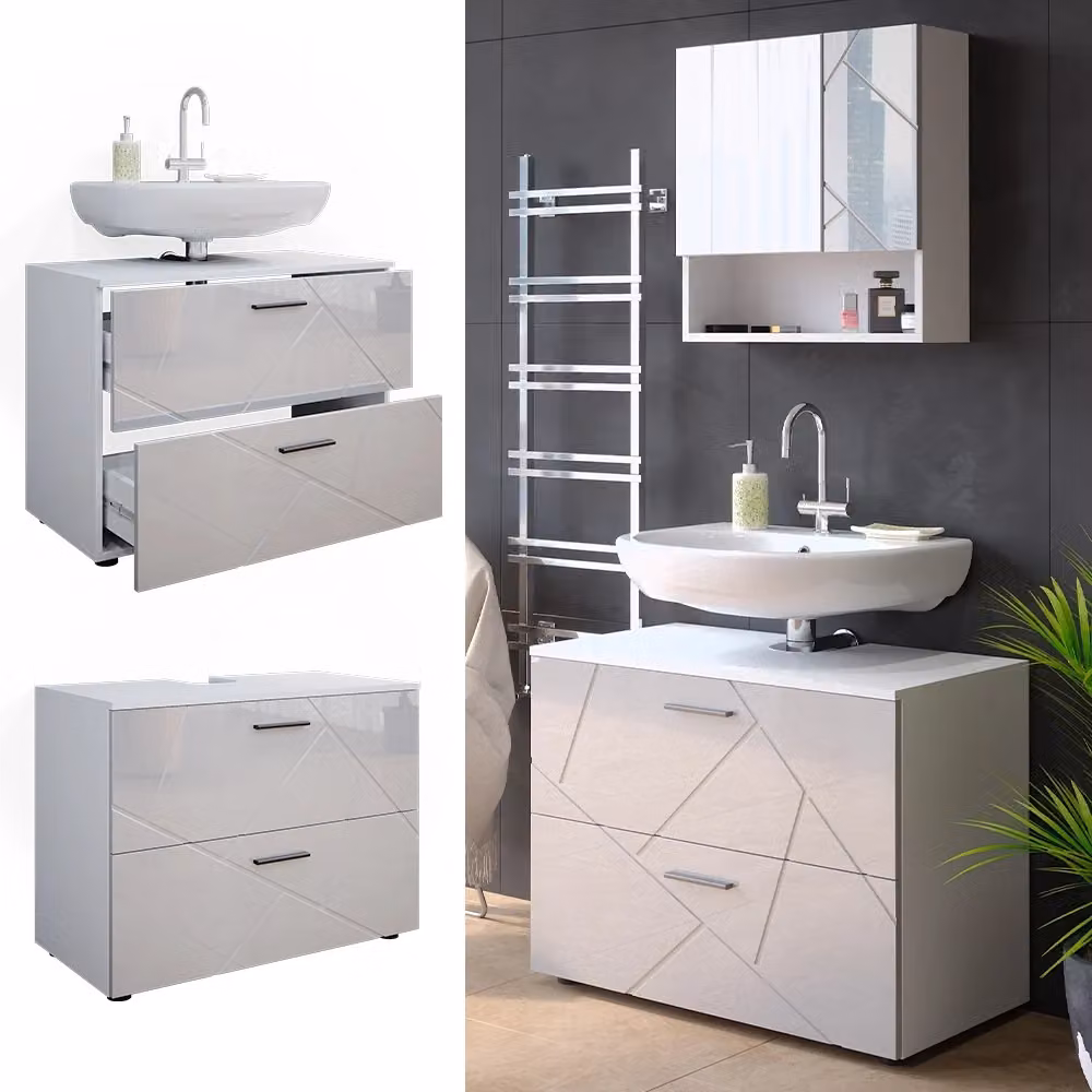 Mobile sottolavabo per bagno Irma Vicco Bianco lucido L: 80 cm, P: 58.6 cm – 2