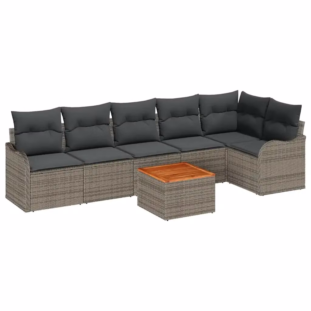 Set Divano da Giardino vidaXL 7 pz in Polyrattan Grigio con Cuscini e Tavolino – 2