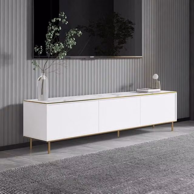 Mobile porta TV Sassello DMORA Bianco Moderno L: 180 cm, P: 35 cm, H: 45 cm