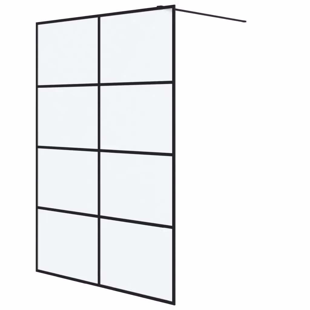Parete Doccia Walk in vidaXL in Vetro Smerigliato Nera L: 140 cm, H: 195 cm – 2