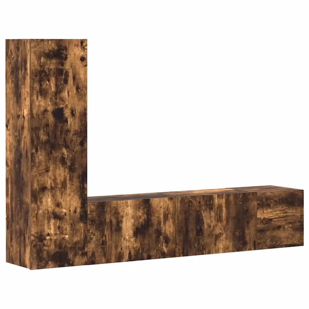 Set di mobili porta TV da 3 pezzi vidaXL in legno multistrato color rovere fumo marrone – 2