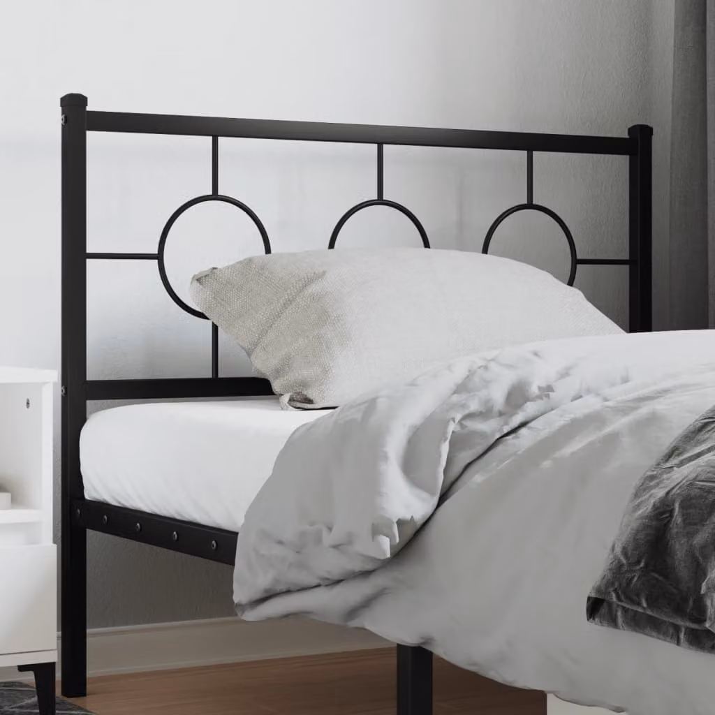 Testiera di ricambio vidaXL in metallo nero laccato con design geometrico classico, L: 112 cm