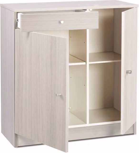Mobile Multiuso IPERBRIKO Sarmog con 2 Ante e 1 Cassetto, Colore Verde e Bianco, H 80 x L 77 x P 34 cm