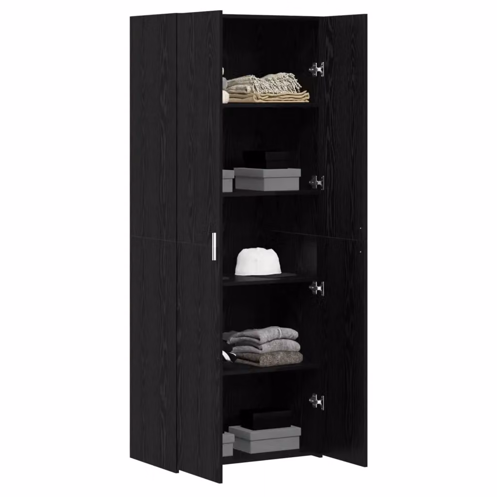 Credenza vidaXL in legno e MDF stile minimalista, colore nero e marrone, L: 70 cm, P: 42,5 cm, H: 185 cm – 2