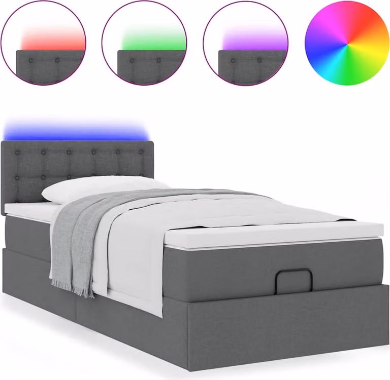 Struttura Letto Pouf con Materasso 90x190 cm in Tessuto