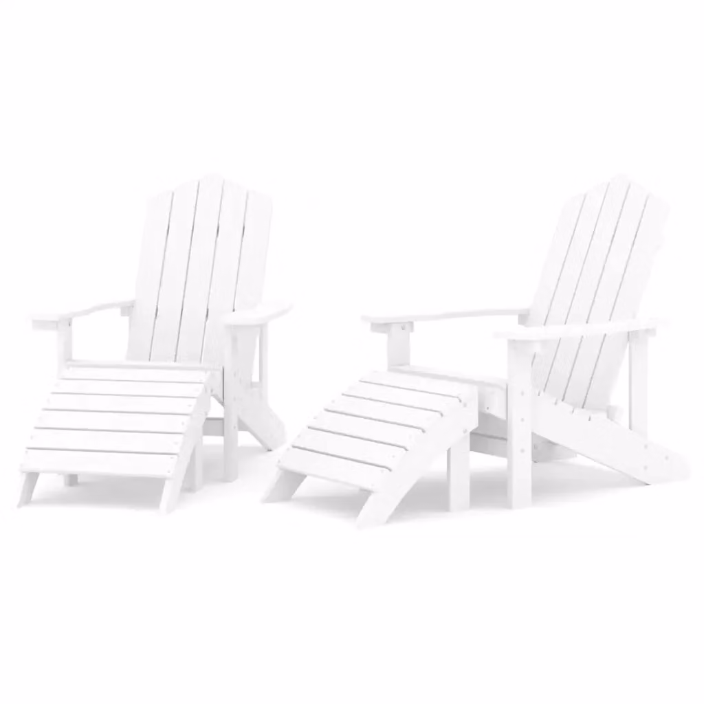Set di 2 sedie da giardino Adirondack con poggiapiedi vidaXL in HDPE bianco resistente ai raggi UV – 2