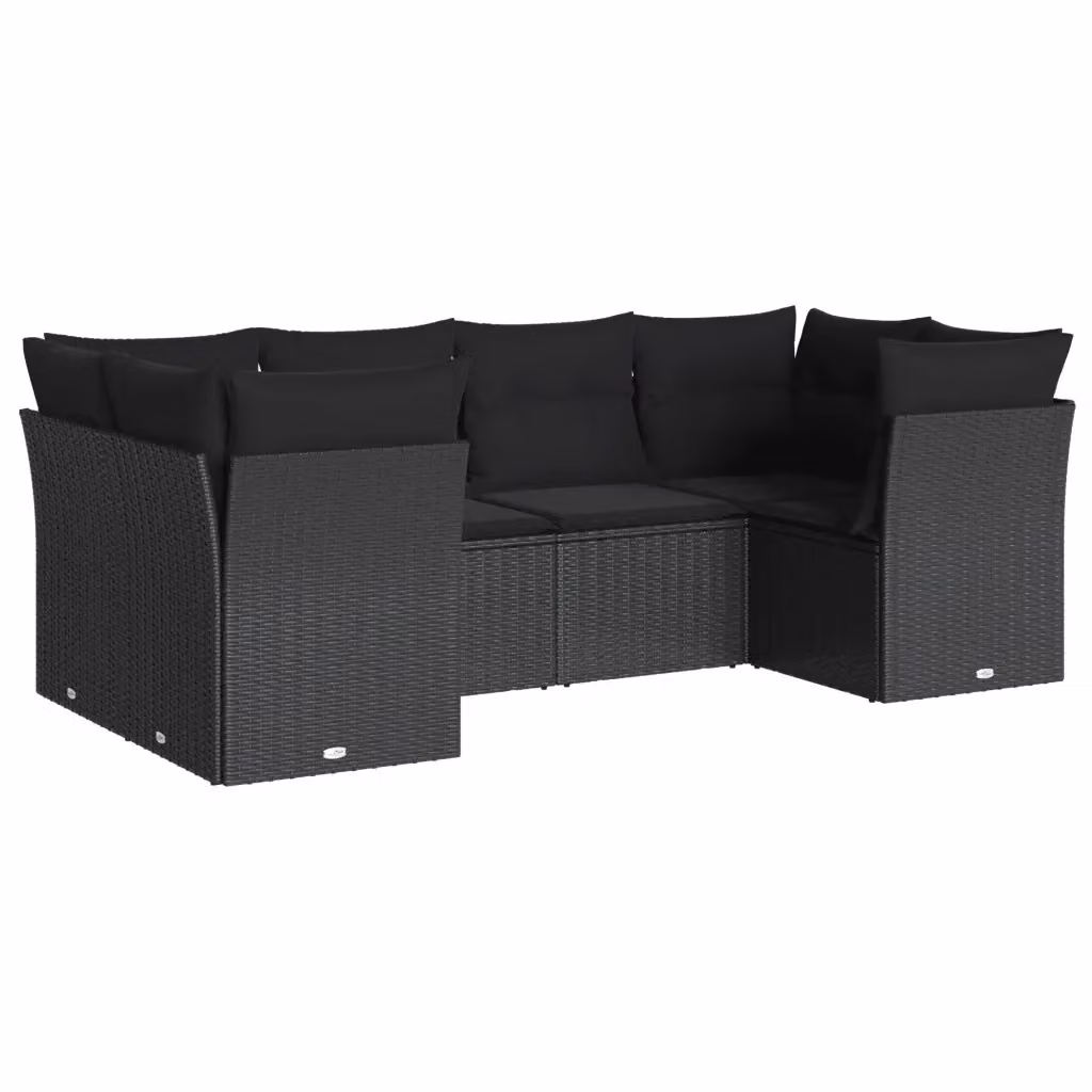 Set Divano da Giardino vidaXL 6 pz in Polyrattan Nero con Cuscini e Struttura in Metallo – 2