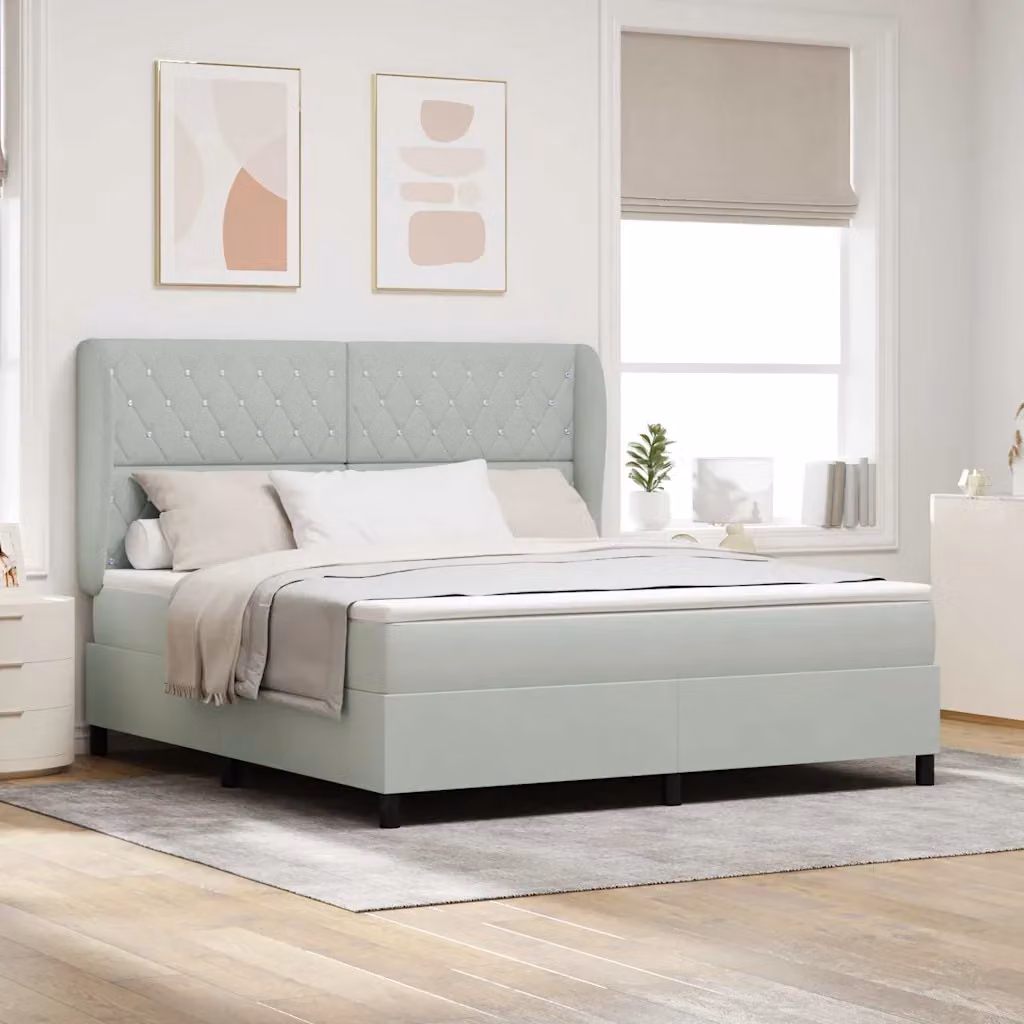 Letto ibrido con materasso a molle e schiuma vidaXL in velluto grigio L: 180 cm, P: 200 cm