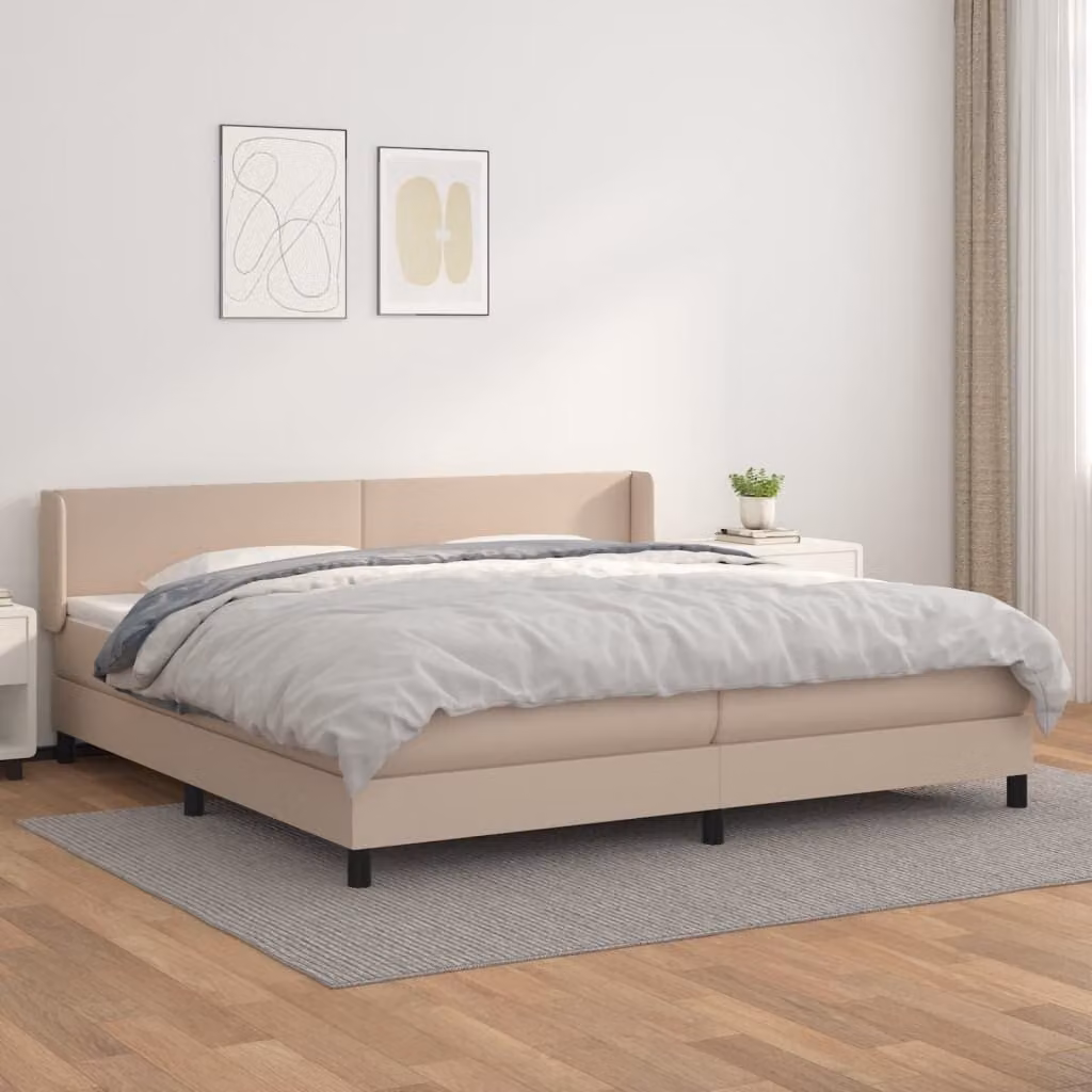 The Living Store Letto a molle insacchettate Materasso cappuccino marrone 200x200cm Similcuoio