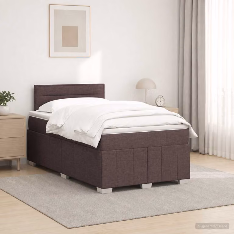 vidaXL Letto box spring con materasso Marrone Scuro 120 x 190 cm