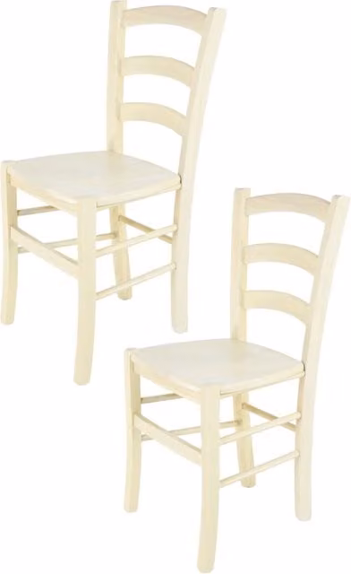 Set di 2 sedie Venice Tommychairs in legno di faggio bianco con seduta in legno