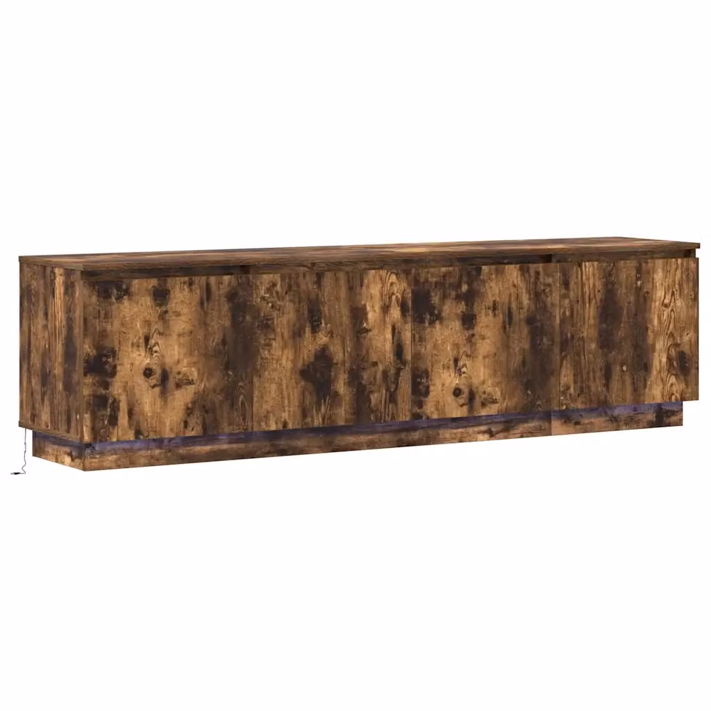 Mobile TV moderno vidaXL in legno color rovere fumé con illuminazione integrata L/P/H: 180 x 38 x 49 cm – 2
