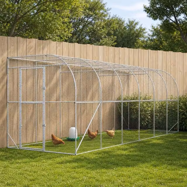 Gabbia per Polli Contro il Muro Argento 600 x 150 x 215 cm 3434732