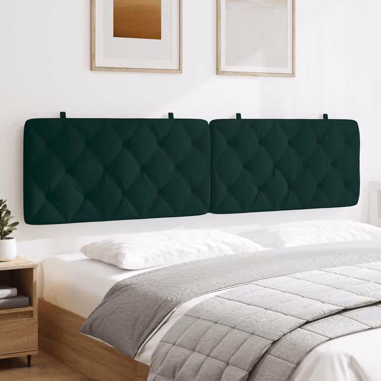 vidaXL Cuscino Testiera in Velluto Verde con Design Geometrico, L: 200 cm, H: 202 cm, P: 6 cm