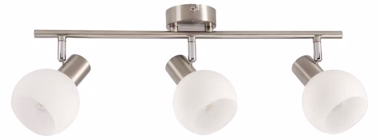 Lampada da soffitto con paralumi in vetro bianco Novo, argento e bianco, 3xE14x40W, metallo, dimensioni: 15,5x53x10 cm, IP20, Candellux