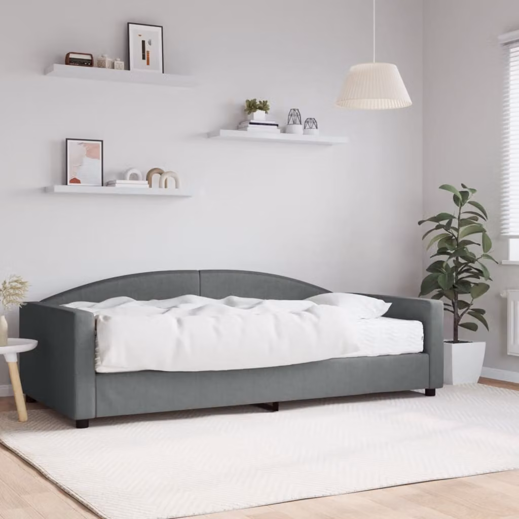 vidaXL Divano Letto con Materasso in Tessuto Grigio L: 200 cm, P: 100 cm, H: 75 cm