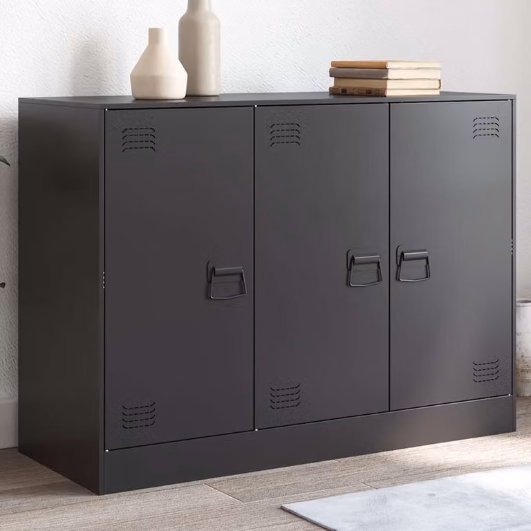 Credenza vidaXL in metallo nera stile industriale L: 99 cm, P: 39 cm, H: 73 cm